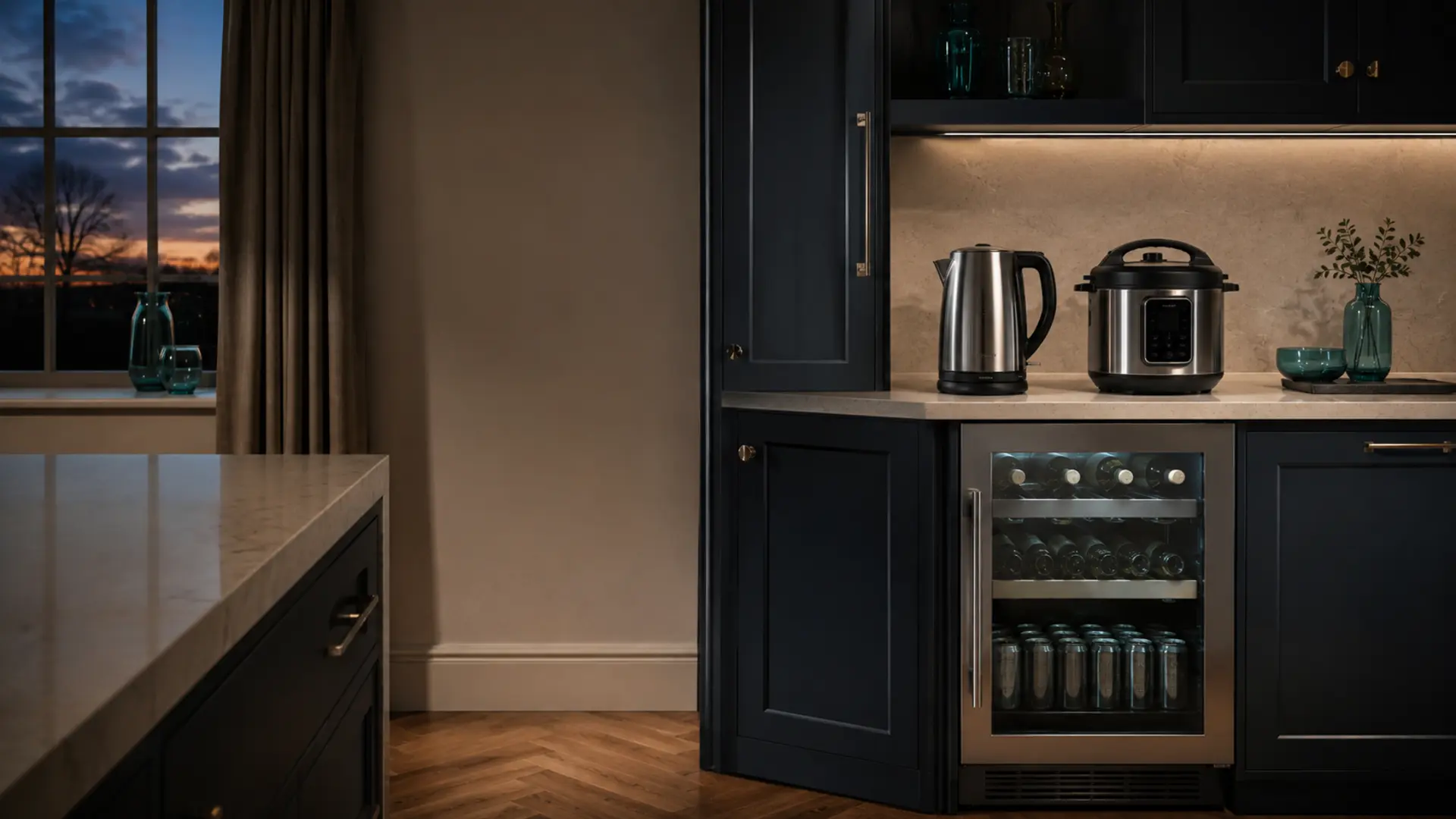 A refined modern kitchen with premium electronic appliances